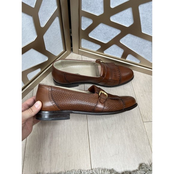 Florsheim Barletta Kilted Leather Slip On Loafers Shoes Men Sz 10.5 D Brown - Picture 5 of 9